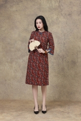 SWANLAKE | Váy Đầm Nữ Midi Suông Phom A Tay Lỡ Cổ Tàu Vải Linen Bông Sang Trọng Dự Tiệc D13241LW01