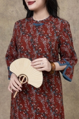 SWANLAKE | Váy Đầm Nữ Midi Suông Phom A Tay Lỡ Cổ Tàu Vải Linen Bông Sang Trọng Dự Tiệc D13241LW01