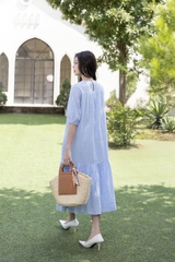 SWANLAKE | Váy Đầm Nữ Maxi Suông Đuôi Cá Vải Cotton Thêu Đục Lỗ 2 Lớp Có Túi Du Lịch Đi Biển D11522