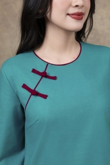 SWANLAKE | Váy Đầm Nữ Midi Suông Cổ Tròn Tay Lỡ Chất Vải Linen Thêu Hoa Cao Cấp Đi Tiệc D13228LW01