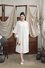 M COLLECTION | Đầm Thường Ngày Phuom Suong Lụa Dày Dài Qua Gối D13259LW01