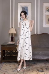 SWANLAKE | Váy Đầm Nữ Maxi Suông Sát Nách Có Túi In Vệt Màu Lụa Dày Co Giãn Du Lịch Biển Hè D12095LW06