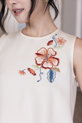 SWANLAKE | Váy Đầm Nữ Maxi Suông Sát Nách Có Túi In Hoa Hè Vải Lụa Dày Co Giãn Du Lịch Biển D12755LW01