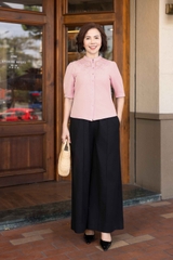 Áo Trung Niên Linen Tay Lở Thêu Họa Tiết - A12382/1