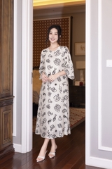 SWANLAKE | Váy Đầm Nữ Maxi Suông Tơ In Họa Tiết Hè Lót Cotton Tay Lỡ Cổ Tròn Có Túi Du Lịch D12838LW01