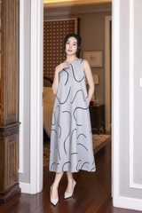 SWANLAKE | Váy Đầm Nữ Maxi Suông Sát Nách Có Túi In Vệt Màu Lụa Dày Co Giãn Du Lịch Biển Hè D12095LW06