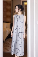 SWANLAKE | Váy Đầm Nữ Maxi Suông Sát Nách Có Túi In Vệt Màu Lụa Dày Co Giãn Du Lịch Biển Hè D12095LW06