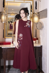 SWANLAKE | Váy Đầm Nữ Maxi Suông Sát Nách Có Túi In Hoa Hè Vải Lụa Dày Co Giãn Du Lịch Biển D12755LW01