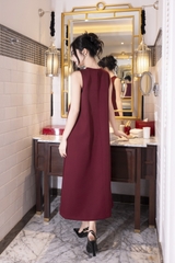 SWANLAKE | Váy Đầm Nữ Maxi Suông Sát Nách Có Túi In Hoa Hè Vải Lụa Dày Co Giãn Du Lịch Biển D12755LW01