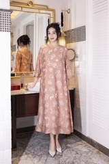 SWANLAKE | Váy Đầm Nữ Maxi Suông Tơ In Họa Tiết Hè Lót Cotton Tay Lỡ Cổ Tròn Có Túi Du Lịch D12838LW01