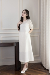 SWANLAKE | Váy Đầm Nữ Maxi Suông Vải Cotton Phối Ren Thêu Hoa Đục Lỗ 2 Lớp Có Túi Dạo Phố D13076LW01