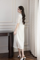 SWANLAKE | Váy Đầm Nữ Maxi Suông Vải Cotton Phối Ren Thêu Hoa Đục Lỗ 2 Lớp Có Túi Dạo Phố D13076LW01