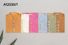 Áo Trung Niên Linen Tay Lở Thêu Họa Tiết - A12530/1