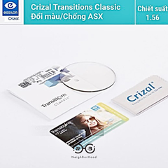 Tròng Kính Đổi Màu Essilor Crizal Transitions Classic chiết suất 1.60