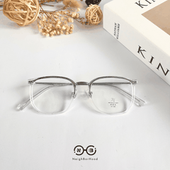Gọng kính cận kim loại vuông kc123 M2076 thời trang cho cả nam và nữ