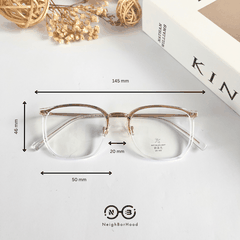 Gọng kính cận kim loại vuông kc123 M2076 thời trang cho cả nam và nữ
