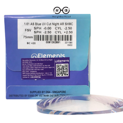 Tròng Element BLUE UV CUT Night AR chiết suất 1.61