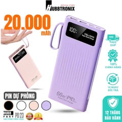 Sạc nhanh 66W. Dung lượng 20.000mAh. Hổ trợ sạc nhanh. Tích hợp cáp kết nối sẵn