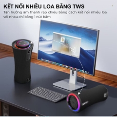 Loa Bluetooth CYBORIS T16 Âm Thanh Vòm 80W, Bass Mạnh, Đèn RGB, Chống Nước IPX5, Hỗ Trợ TWS, USB, TF, AUX