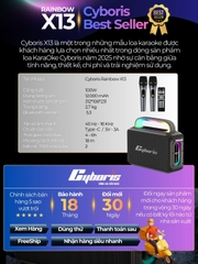 Loa Karaoke Bluetooth Cyboris Rainbow X13 100W | Âm Thanh Đỉnh Cao, Đèn RGB