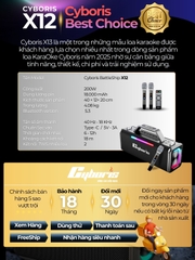 Loa Bluetooth Cyboris X12 200W – Karaoke không dây hoàn hảo