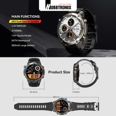 Đồng hồ GPS chạy bộ, Bơi lội , Pin 65 Ngày, Nghe gọi, HubbWatch M56, Chính hãng HUBBTRONIX