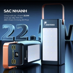 Pin dự phòng Chống Bão,dung lượng 100.000mAh HubbFast - PD100. Sạc siêu nhanh 22.5W- Hổ trợ sạc nhanh - Đèn siêu sáng - Chống bão