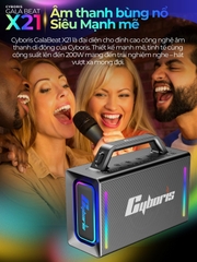 Loa Bluetooth Karaoke Cyboris X21, Công suất 200W, Loa siêu Bass, Chống nước IPX6, Pin 20000mAh.