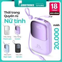 Sạc Dự Phòng HUBBFAST-ECO20 20.000mAh. Hỗ Trợ Sạc Nhanh, Kèm Dây, Màn Hình LED Hiển Thị Dung Lượng