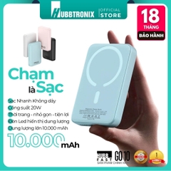 Sạc Dự Phòng 10000mAh -HubbFast Go10 Không Dây Nam Châm, Sạc Nhanh 15W, Hỗ Trợ iPhone 12-15