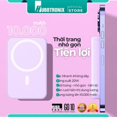 Sạc Dự Phòng 10000mAh -HubbFast Go10 Không Dây Nam Châm, Sạc Nhanh 15W, Hỗ Trợ iPhone 12-15
