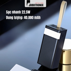 HubbFast PD43. Pin dự phòng 40.000mAh. Sạc nhanh 22.5W. Đèn SOS siêu sáng