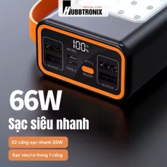 Sạc dự phòng siêu nhanh, siêu mạnh 40.000mAh HubbFast PD41. Hổ trợ sạc nhanh. Đèn siêu sáng