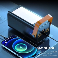 Pin dự phòng Chống Bão,dung lượng 100.000mAh HubbFast - PD100. Sạc siêu nhanh 22.5W- Hổ trợ sạc nhanh - Đèn siêu sáng - Chống bão