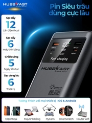 Pin sạc dự phòng HubbFast PD60 50000mAh sạc nhanh 22.5W, đèn LED, tích hợp 4 cáp, sạc cùng lúc nhiều thiết bị, bảo hành 18 tháng