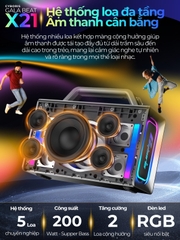 Loa Bluetooth Karaoke Cyboris X21, Công suất 200W, Loa siêu Bass, Chống nước IPX6, Pin 20000mAh.
