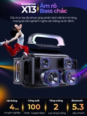Loa Karaoke Bluetooth Cyboris Rainbow X13 100W | Âm Thanh Đỉnh Cao, Đèn RGB