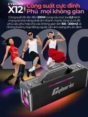Loa Bluetooth Cyboris X12 200W – Karaoke không dây hoàn hảo