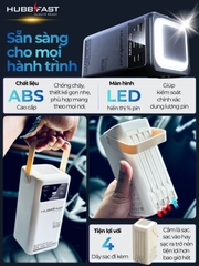 Pin sạc dự phòng HubbFast PD60 50000mAh sạc nhanh 22.5W, đèn LED, tích hợp 4 cáp, sạc cùng lúc nhiều thiết bị, bảo hành 18 tháng