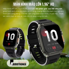 Đồng hồ thể thao, theo dõi sức khỏe thông minh, Nghe gọi, Hubb Watch A70 1.96"HD Chính Hãng HUBBTRONIX