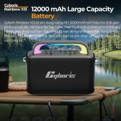 Loa Karaoke Bluetooth Cyboris Rainbow X13 100W | Âm Thanh Đỉnh Cao, Đèn RGB