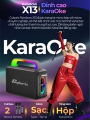 Loa Karaoke Bluetooth Cyboris Rainbow X13 100W | Âm Thanh Đỉnh Cao, Đèn RGB