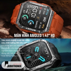 Đồng hồ thể thao, có la bàn, nghe gọi thông minh, Hubb Watch NX6a 1.43"HD, Chính hãng HUBBTRONIX