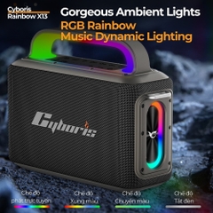 Loa Karaoke Bluetooth Cyboris Rainbow X13 100W | Âm Thanh Đỉnh Cao, Đèn RGB