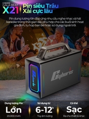 Loa Bluetooth Karaoke Cyboris X21, Công suất 200W, Loa siêu Bass, Chống nước IPX6, Pin 20000mAh.