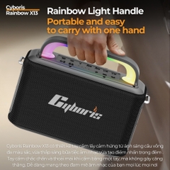 Loa Karaoke Bluetooth Cyboris Rainbow X13 100W | Âm Thanh Đỉnh Cao, Đèn RGB