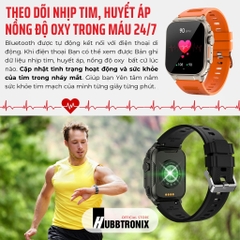 Đồng hồ thể thao, theo dõi sức khỏe thông minh, Nghe gọi, Hubb Watch A70 1.96"HD Chính Hãng HUBBTRONIX