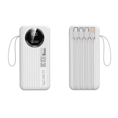Sạc dự phòng 30000mAh tích hợp 4 cáp sạc nhanh 22.5W màn hình LED hiển thị pin cho điện thoại máy tính bảng HubbFast ECO 30