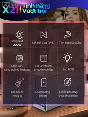 Loa Bluetooth Karaoke Cyboris X21, Công suất 200W, Loa siêu Bass, Chống nước IPX6, Pin 20000mAh.