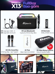 Loa Karaoke Bluetooth Cyboris Rainbow X13 100W | Âm Thanh Đỉnh Cao, Đèn RGB